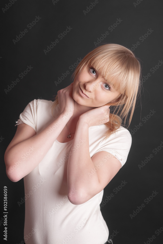 portrait of a smiling blonde portrait of a smiling blonde