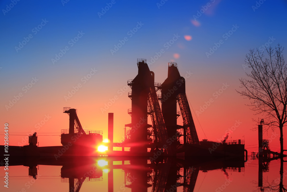 blast furnace in the steel mills, closeup of photo