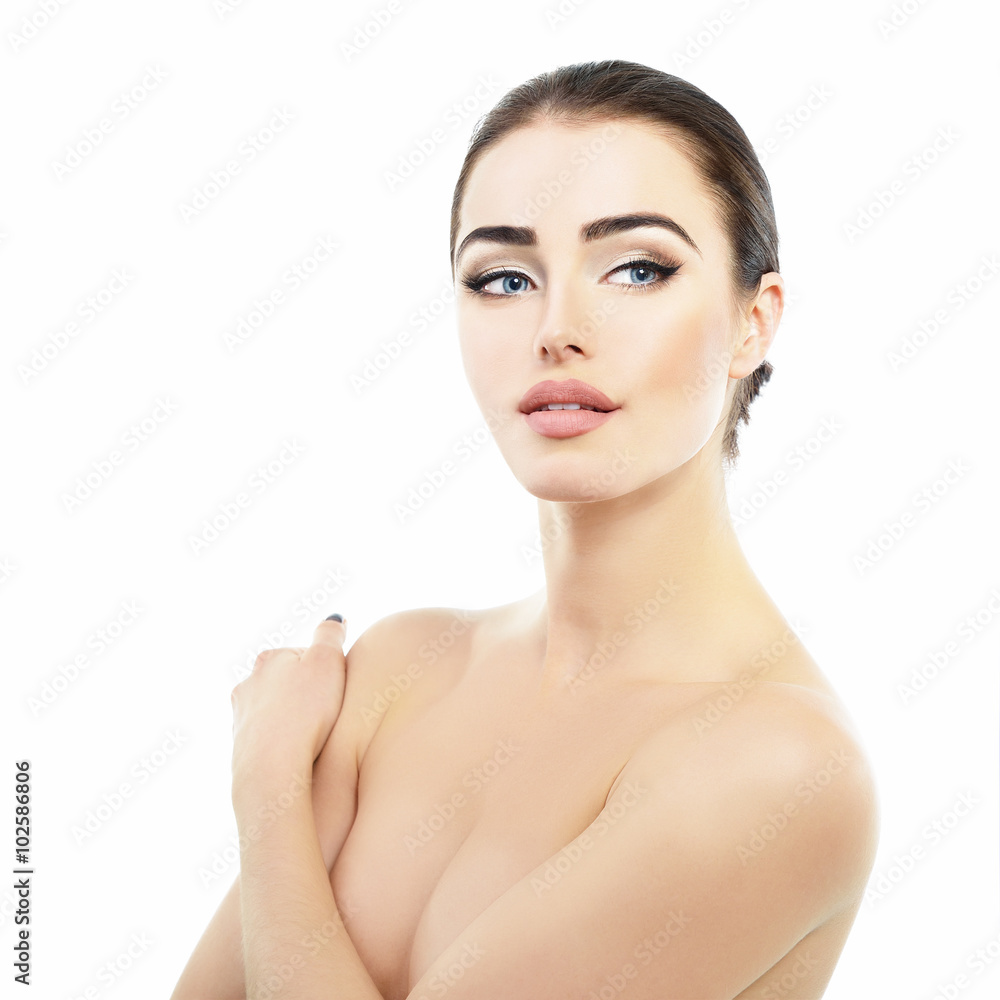 Beauty portrait of young woman with healthy skin and hair, studi Beauty portrait of young woman with healthy skin and hair, studi