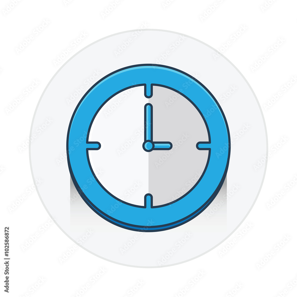 Clock icon blue flat color