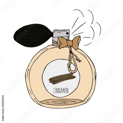 Hand Drawn  illustration of a perfume bottle with the scent of