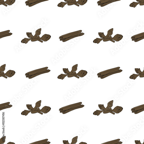 Hand drawn vector seamless pattern with cinnamon and cloves