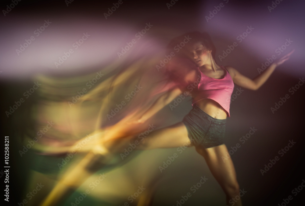 Modern hip hop dancer woman, motion blur Modern hip hop dancer woman, motion blur
