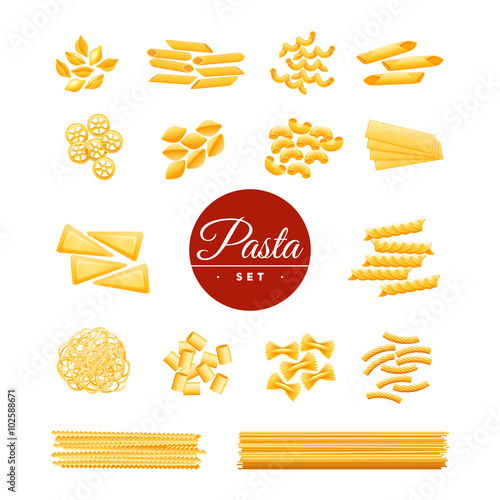 Italian Traditional Pasta Realistic Icons Set