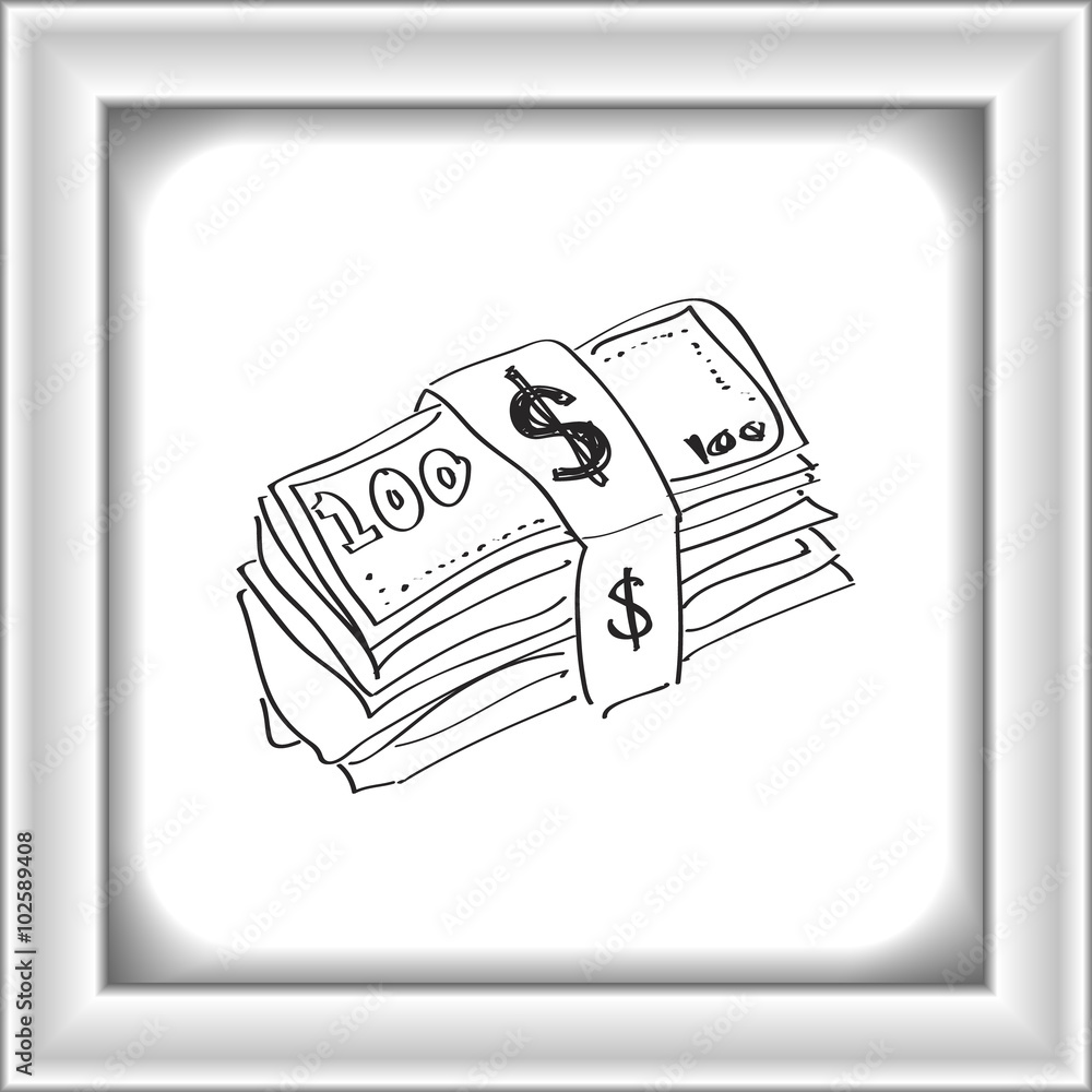 Simple doodle of a wad of bank notes Simple doodle of a wad of bank notes