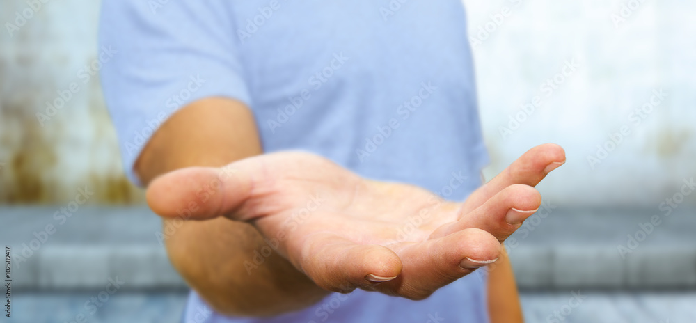 Young man on office background Young man on office background