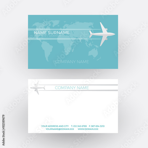 Vector air travel background. Airplane fly on the world. Busines