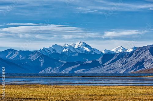 Himalayan lake Tso Moriri in Himalayas, Ladakh