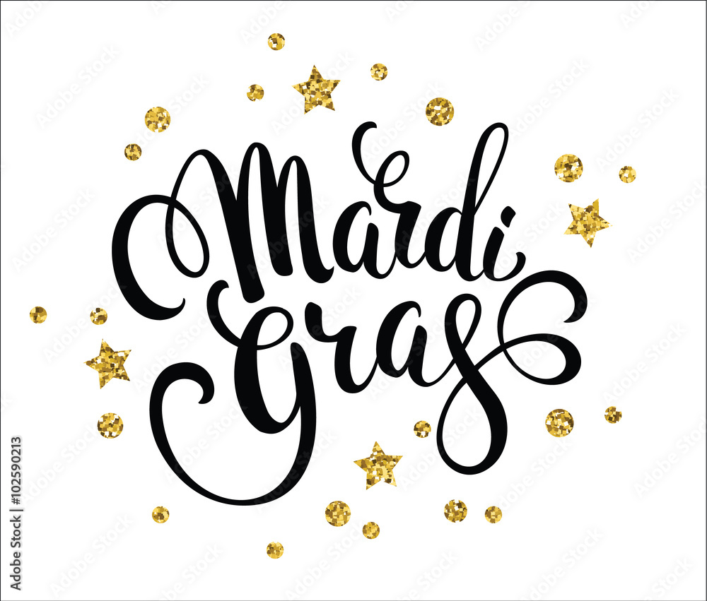 Mardi Gras. Glittering lettering design Mardi Gras. Glittering lettering design