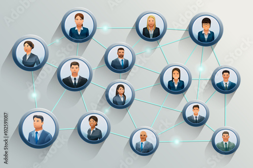 Business Network.The business communications.International business relations. Character design .Illustration for idea of business.Approach to communication for business.Graphic design and  EPS 10.
