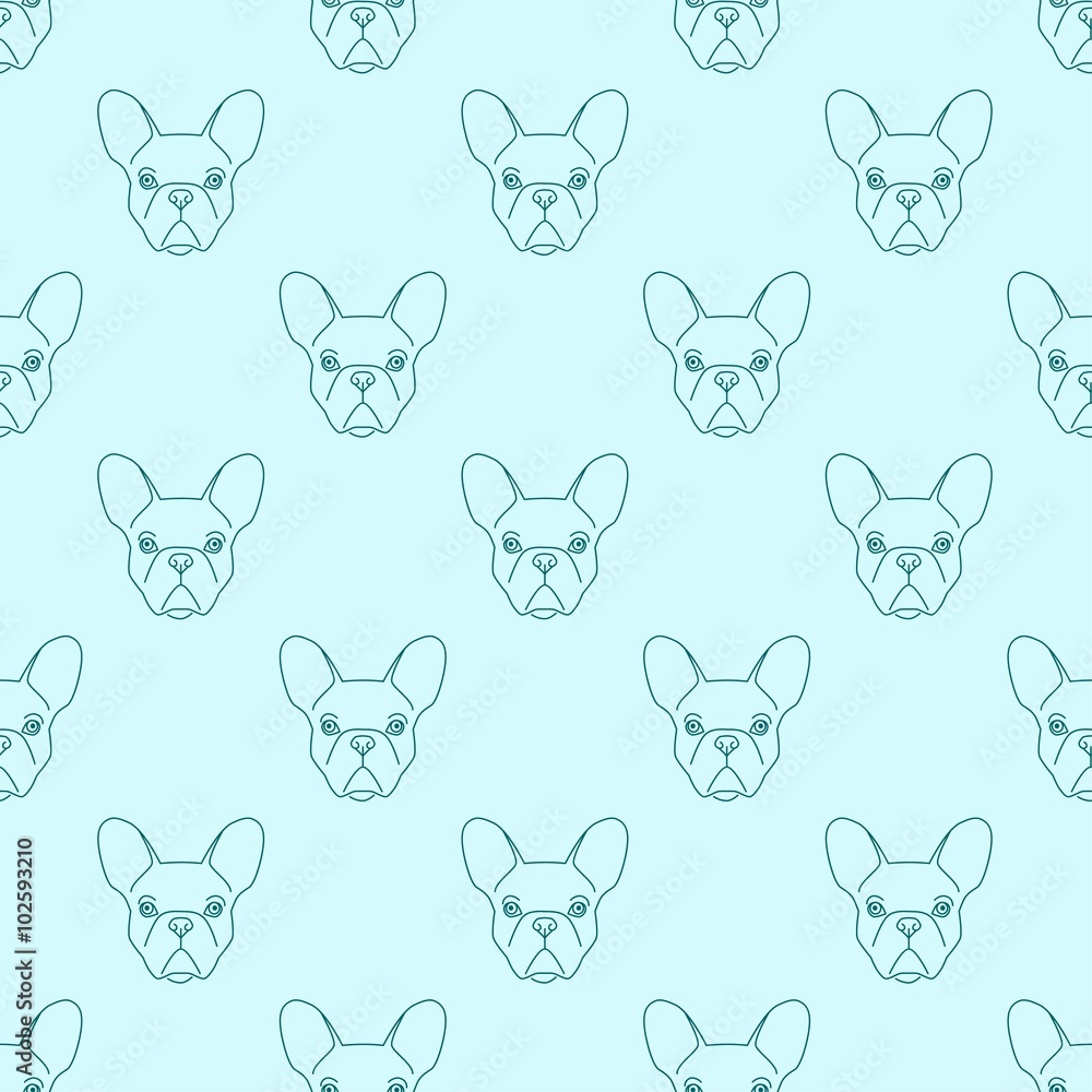 Seamless pattern made of french bulldog head sketch Seamless pattern made of french bulldog head sketch