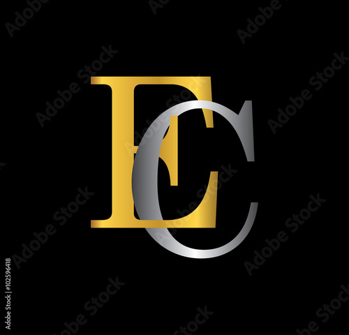 EC initial letter with gold and silver