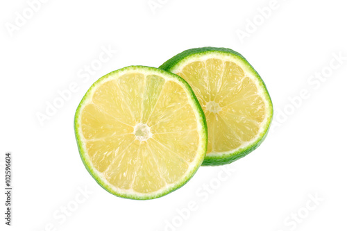 the lime slice isolated on white background