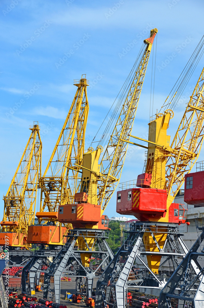 Pipe stack, ready for shipping under cargo crane