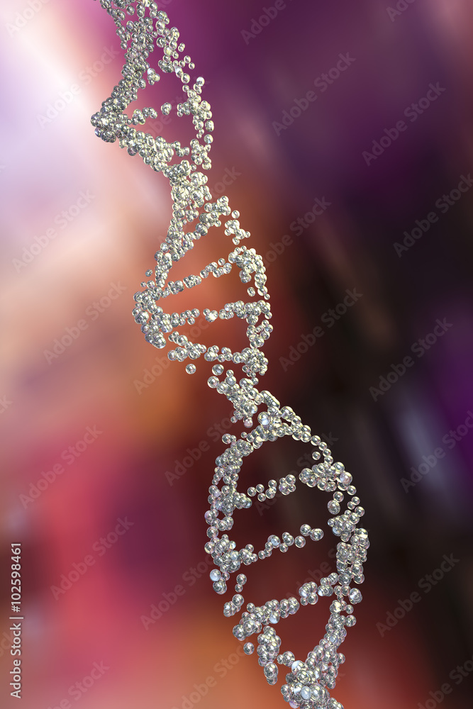 DNA, double helix of DNA, DNA chains built from bubbles, scientific background DNA, double helix of DNA, DNA chains built from bubbles, scientific background