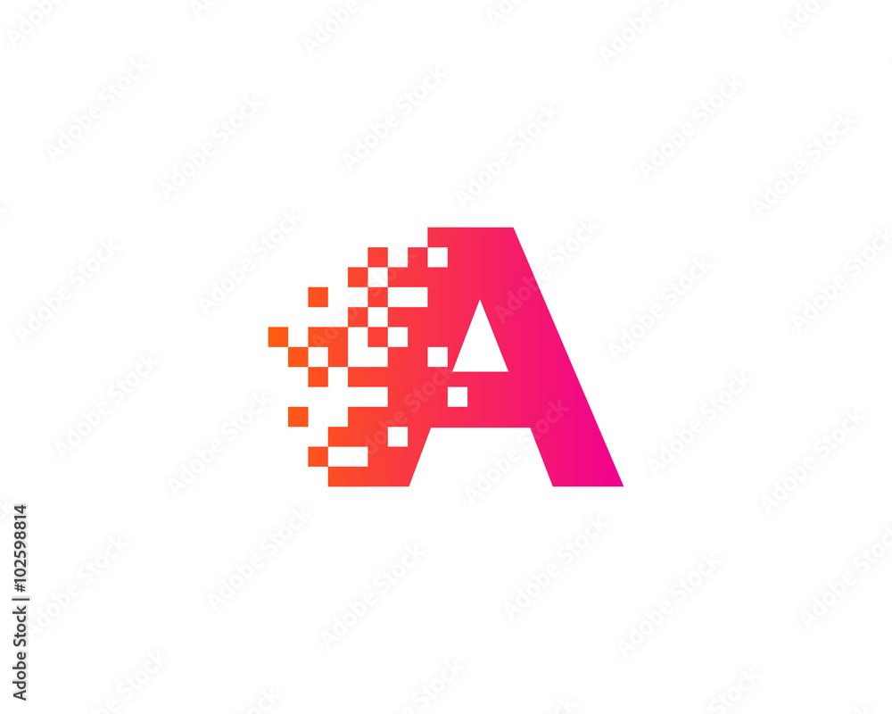 Obraz premium Letter A Pixel Motion Logo Design Template