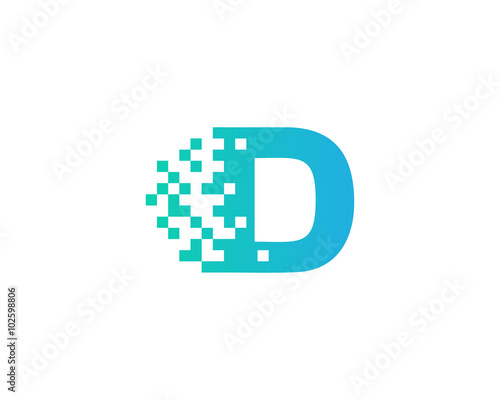 Letter D Pixel Motion Logo Design Template