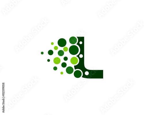 Letter L Pixel Dot Circle Logo Design Template