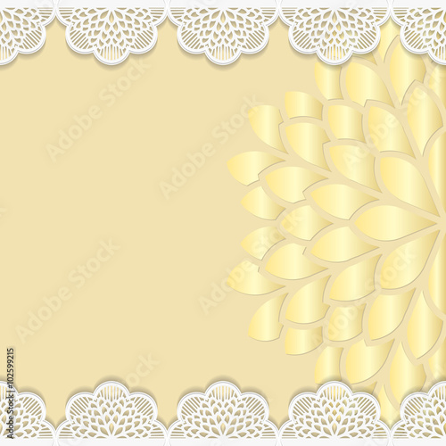 Vintage vector background, festive pattern embossing,  alace paper card, floral ornament, indian ornament, template greetings, 3D photo