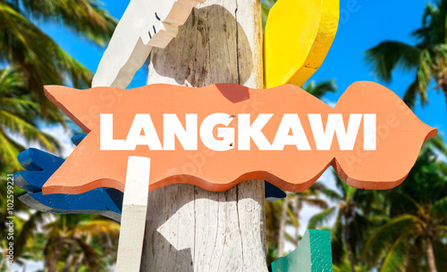 Langkawi welcome sign with palm trees