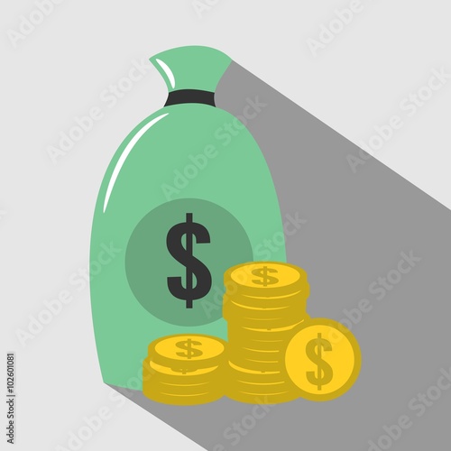 Money Vector - Gold Coins And Money Bag With Dollar Sign