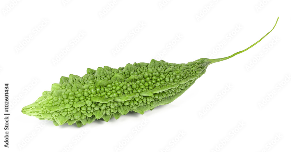 Green Momordica charantia isolated on white background. Green Momordica charantia isolated on white background.