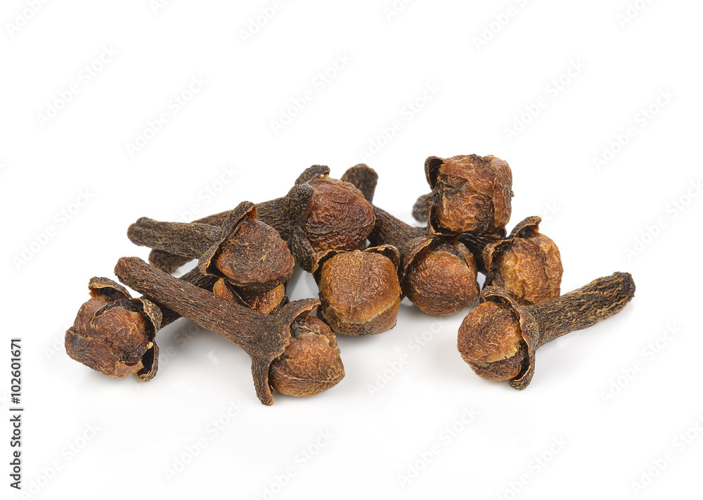Spice cloves on white background Spice cloves on white background