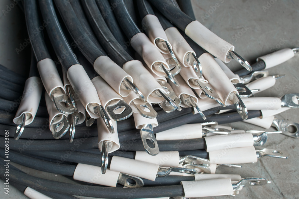 prepared by wires and terminals for connecting electrical circuits Stock Photo Adobe Stock