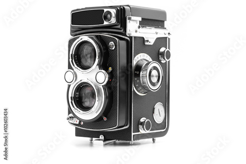 Vintage camera isolated on white background