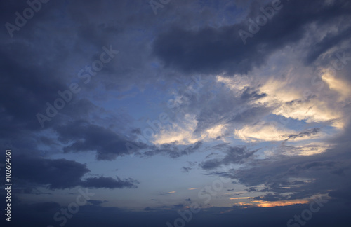 Sunset sky with clouds for background