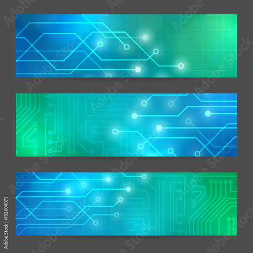 Set Abstract technology computer vector banners