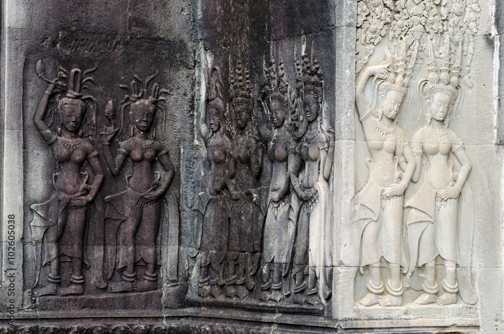 Angel sculpture at Angkor Wat, Cambodia.