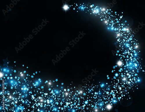 Vászonkép Crystal blue sparkling stars tail VIP background