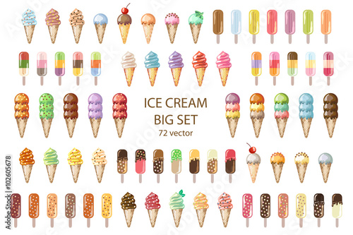 Ice Cream mega set. 72  vector illustrations.