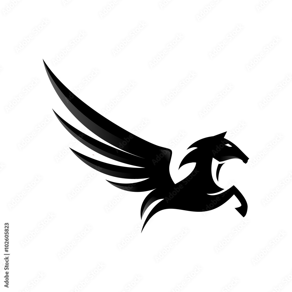Black Pegasus Horse Flying Black Pegasus Horse Flying