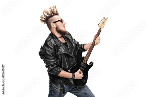 Canvastavla Punk rock guitarist playing electric guitar