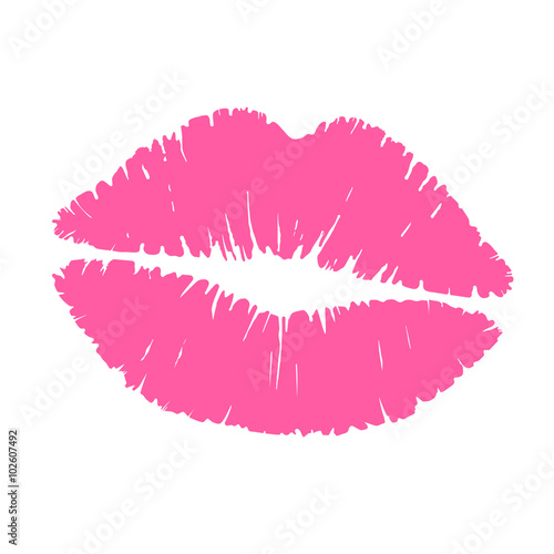 Pink lipstick isolated on white background. photo