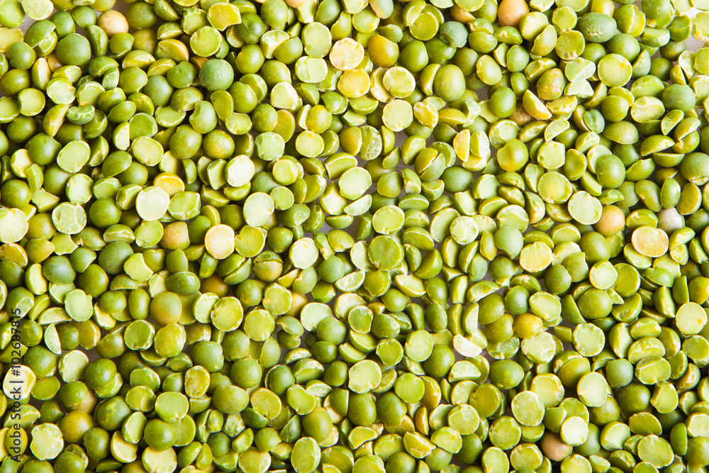 Top view background of green peas pulse