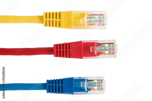 Four Multi Colored Network Cables photo