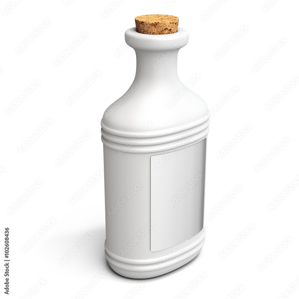 3d white potion bottle with cork screw 3d white potion bottle with cork screw