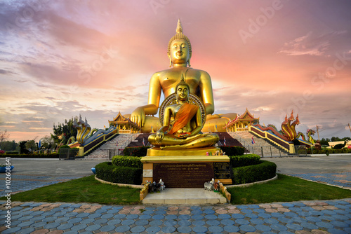 Buddha  Wat Muang Angthong popular Buddhist shrine in Thailand.