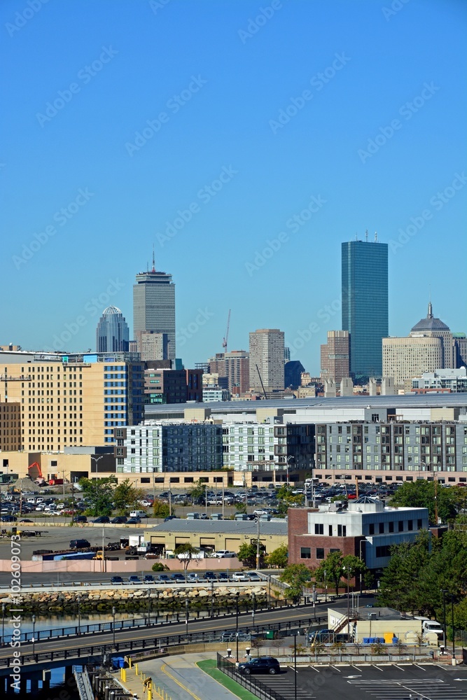 view from the Boston harbor towards downtown Boston, MA USA view from the Boston harbor towards downtown Boston, MA USA