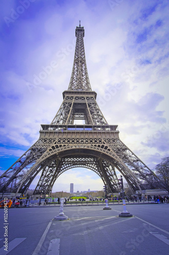 Fototapeta Naklejka Na Ścianę i Meble -  Paris, France, February 8, 2016: Eiffel tower, Paris, France - one of the simbols of this city