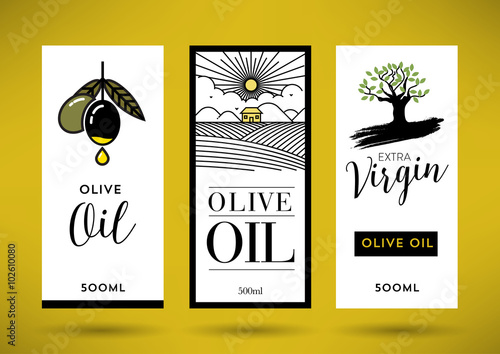 Trendy Vector Olive Oil Label Template