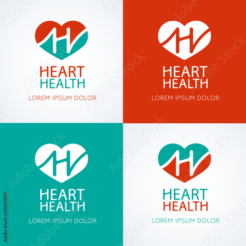 Heart health medical logo. Vector logo template. Design elements.