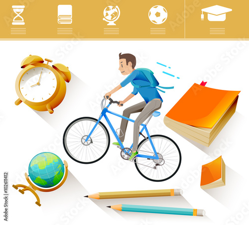 Students through the various barriers to learning.Difficulties in school.Learning fast with the students themselves.Age of learning and challenges.Success of learning.Basic icons learning.EPS 10.