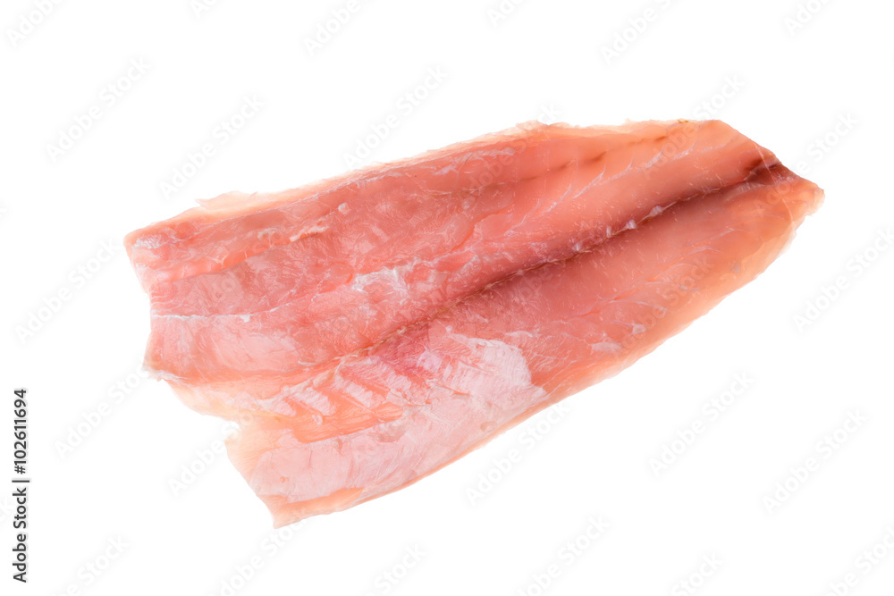 Fresh filet perch fish isolated white background Fresh filet perch fish isolated white background