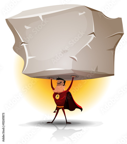 Superhero Holding Heavy Big...