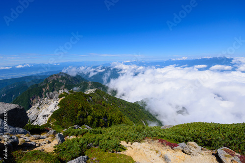 Yatsugatake mountains, view from the peak of Mt.Kaikomagatake in Japan photo