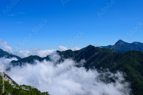 Main peaks of Southern Japan Alps in Japan